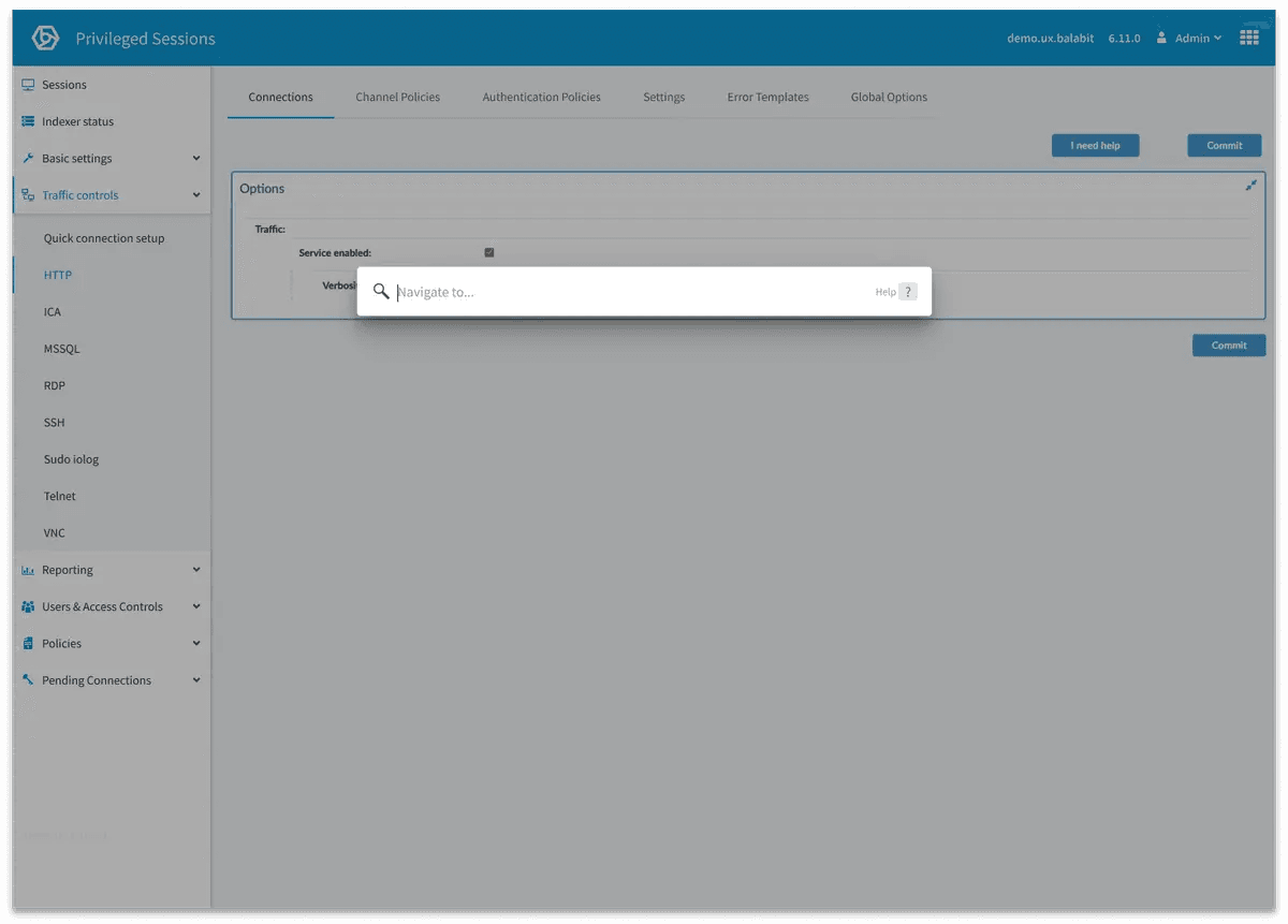 Cmd+k Navigation — Safeguard for Privileged Sessions