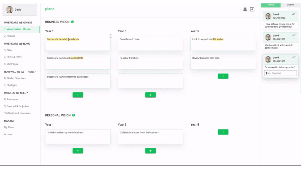 Plana — Business planning web app
